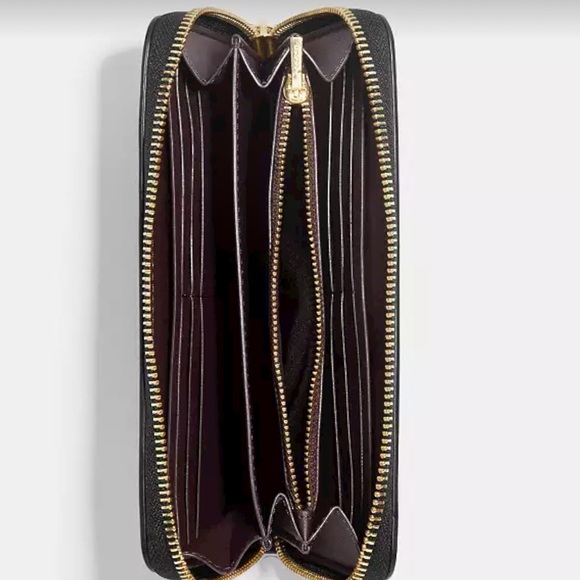 Coach Peyton black brown signature leather zip around wallet - Picture 2 of 9